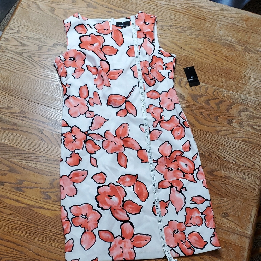 White & Coral Shift or A-Line Dress By Ronni Nicole Size 8 US NWT
